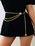 Momentlover Long Tassel Waistbands Hip Jewelry Body Chain Metal Link Waist Chain Belt