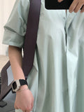 Momentlover Original Solid Round-Neck Shirt Dress