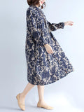 Momentlover Loose Flower Printed Comfortable Midi Dress