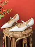 Momentlover Split-Joint Shallow Cut Pointed-Toe Lace-Up Pumps