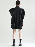 Momentlover Original Solid Color Detachable Falbala Black Mini Dress