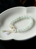 Momentlover National Jade Beads&Flower Handmade Bracelet