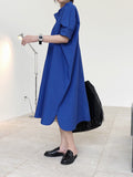 Momentlover Original Solid Round-Neck Shirt Dress