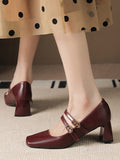 Momentlover Square-Toe Shallow Cut Lace-Up Pumps