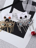 Momentlover Tasseled Rhine Stones Eye Shape Drop Earrings
