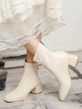 Momentlover Zipper Square-Toe Split-Joint Boots