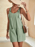 Momentlover Solid Color Sleeveless Loose U-neck Rompers
