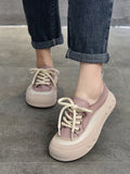 Momentlover Lace-Up Contrast Color Platform Shoes Casual Shoes