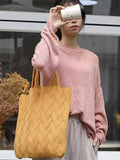 Momentlover Casual Weave Solid Color Bags Accessories