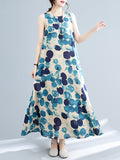 Momentlover Polka-Dot Sleeveless Loose Round-Neck Maxi Dresses