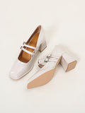 Momentlover Square-Toe Shallow Cut Pumps Mary Janes