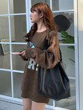 Momentlover Fashion Urban Solid Color PU Shoulder Bag