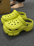 Momentlover Round-Toe Hollow Slider Sandals Platform Shoes Crocs