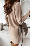 Momentlover Fashion Street Solid Split Joint V Neck Lantern Dress Dresses(7 colors) YR6244