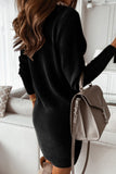 Momentlover Fashion Street Solid Split Joint V Neck Lantern Dress Dresses(7 colors) YR6244