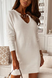 Momentlover Fashion Street Solid Split Joint V Neck Lantern Dress Dresses(7 colors) YR6244