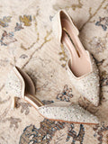 Momentlover Shiny Rhinestone Pumps
