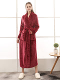 Momentlover Comfortable Solid Bandage Pajama Robe