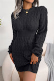 Momentlover Fashion Casual Solid Patchwork O Neck Long Sleeve Dresses YR6246