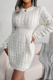 Momentlover Fashion Casual Solid Patchwork O Neck Long Sleeve Dresses YR6246