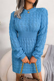 Momentlover Fashion Casual Solid Patchwork O Neck Long Sleeve Dresses YR6246