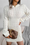 Momentlover Fashion Casual Solid Patchwork O Neck Long Sleeve Dresses YR6246