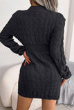 Momentlover Fashion Casual Solid Patchwork O Neck Long Sleeve Dresses YR6246