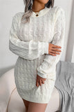 Momentlover Fashion Casual Solid Patchwork O Neck Long Sleeve Dresses YR6246