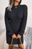 Momentlover Fashion Casual Solid Patchwork O Neck Long Sleeve Dresses YR6246