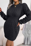Momentlover Fashion Casual Solid Patchwork O Neck Long Sleeve Dresses YR6246