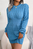 Momentlover Fashion Casual Solid Patchwork O Neck Long Sleeve Dresses YR6246