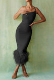 Momentlover Sexy Casual Solid Patchwork Halter One Step Skirt Dresses RH9517