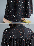 Momentlover Original Polka-Dot Stand Collar Shirts Dress