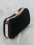 Momentlover Vintage Solid Color Velvet Hand Bag