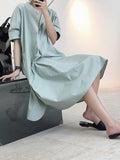 Momentlover Original Solid Round-Neck Shirt Dress