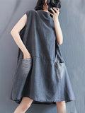 Momentlover Original Split-Joint With Pocket Denim Dress