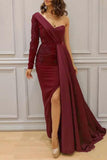 Momentlover Elegant Formal Solid Slit V Neck Evening Dress Dresses RH9526