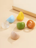 Momentlover Original Solid Color Geometric Resin Rings Accessories