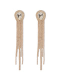 Momentlover Tasseled Rhine Stones Geometric Drop Earrings
