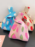 Momentlover Woven Contrast Color Handbags Bags