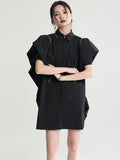 Momentlover Original Solid Color Detachable Falbala Black Mini Dress