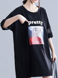 Momentlover Urban Loose Split-Joint Half Sleeve Dress