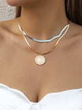 Snake Chain Geometric Double Layered Necklaces Accessories