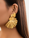 Momentlover Solid Color Leaves Shape Geometric Drop Earrings