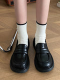Momentlover Split-Joint Round-Toe Platform Shoes Mary Janes
