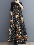 Momentlover Printed Figure Wide Leg Loose Spaghetti-Neck Overalls