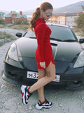 Momentlover Long Sleeves Hooded Wrap Mini Dresses