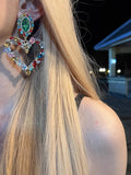 Momentlover Split-Joint Hollow Heart Shape Drop Earrings