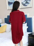 Momentlover Casual V-Neck Button Modal Short Pajamas
