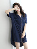 Momentlover Casual V-Neck Button Modal Short Pajamas